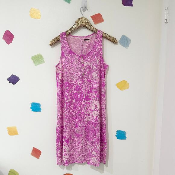 S Lilly Pulitzer Purple Lela Henley Sleevless Cotton Dress - Picture 4 of 6